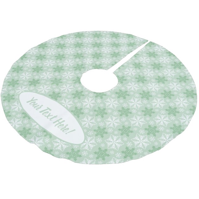 Bright Green and Winter White Snowflake Pattern Brushed Polyester Tree Skirt (Angled)