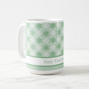 Bright Green and Winter White Snowflake Pattern Coffee Mug