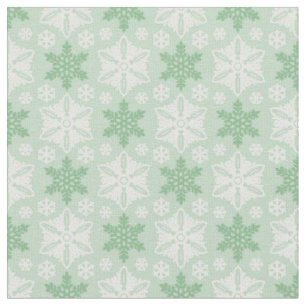 Bright Green and Winter White Snowflake Pattern Fabric