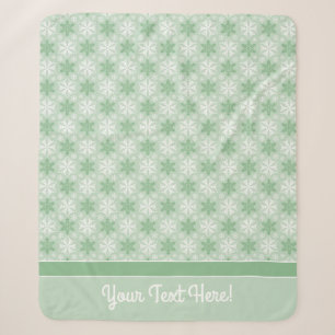 Bright Green and Winter White Snowflake Pattern Sherpa Blanket