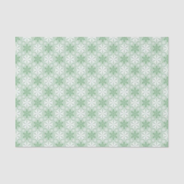 Bright Green and Winter White Snowflake Pattern Tissue Paper (Front)