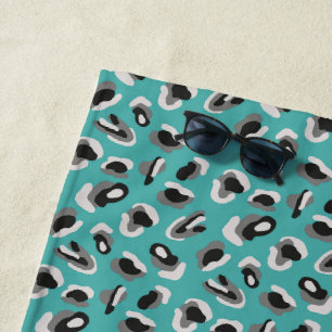 Bright Green Aqua Animal Print Beach Towel