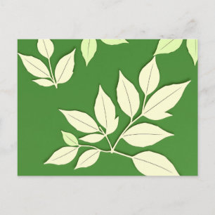 Bright Green Background with Pale Leaf Postcard