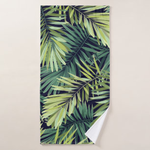 Bright green background with tropical plants. Seam Bath Towel