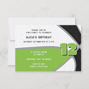 bright green black basketball girls sports party invitation