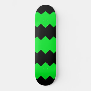 Bright Green & Black Zig Zag Stripe Skateboard