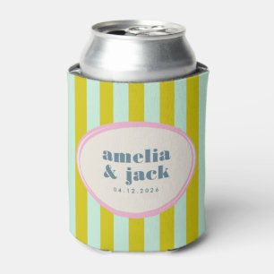 Bright Green Blue Maximalist Blooming Joy Wedding Can Cooler