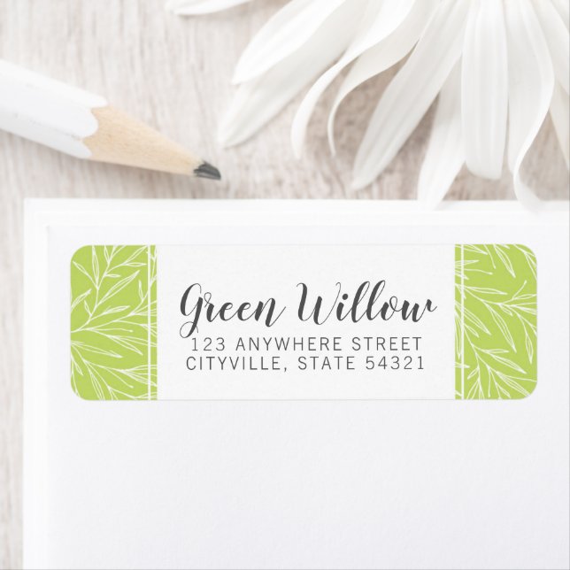 Bright Green Botanical Leaf Branch Return Address Label (Insitu)