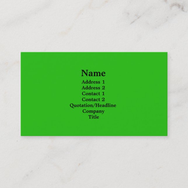 bright green business card (Front)