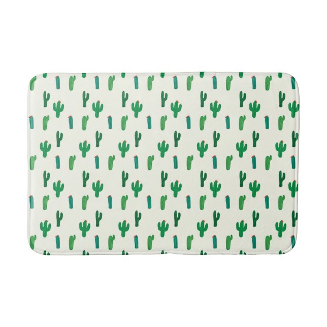 Bright Green Cactus Pattern Bath Mat (Front)