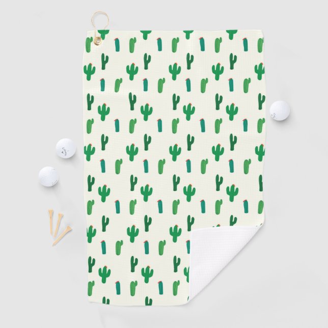 Bright Green Cactus Pattern Golf Towel (InSitu)