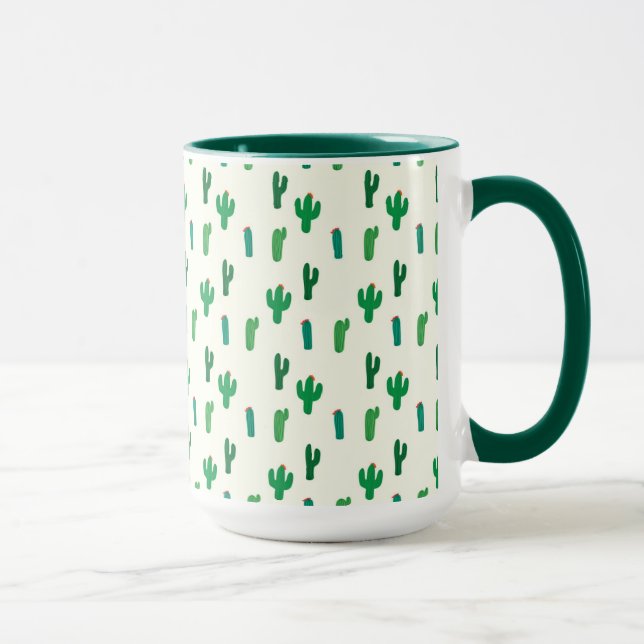 Bright Green Cactus Pattern Mug (Right)