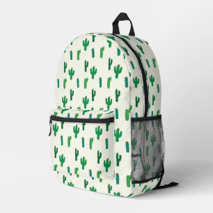 Bright Green Cactus Pattern Printed Backpack