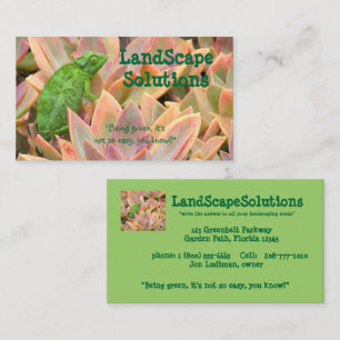 BRIGHT GREEN CHAMELEON AMONG PLANTS (PHOTOG) BUSINESS CARD