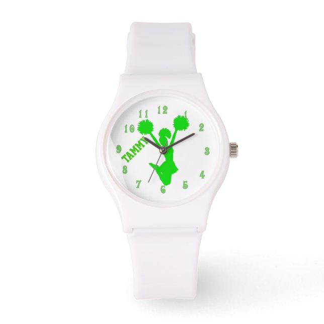Bright Green Cheerleader Custom Watch (Front)