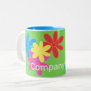 BRIGHT GREEN COLORFUL ABSTRACT FLOWER PATTERN Two-Tone COFFEE MUG