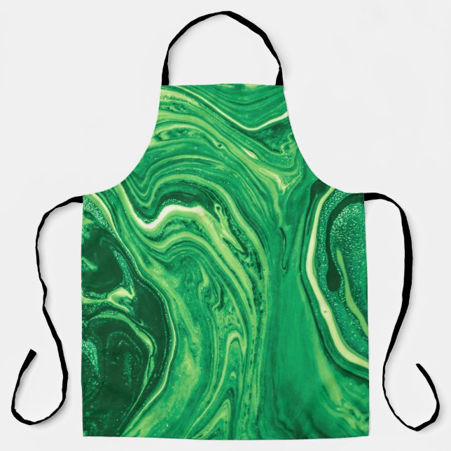 Bright Green Creative Mixed Textile Design. Grunge Apron (Front)