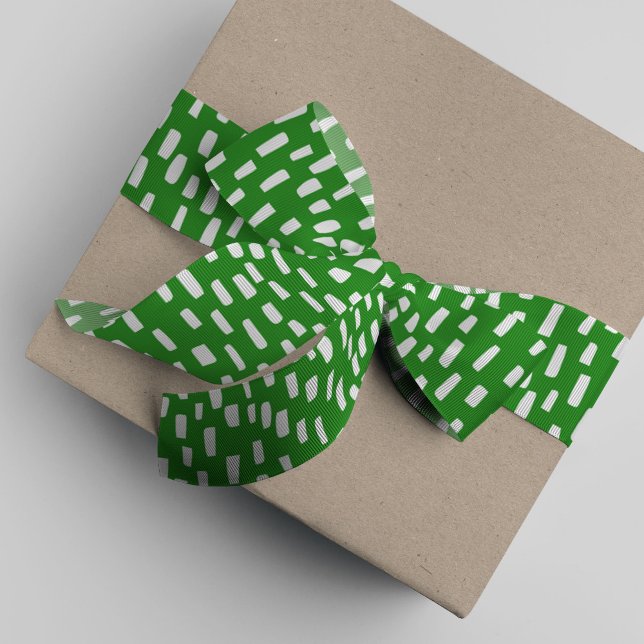 Bright Green Dashing Grosgrain Ribbon (Bright green dashing dots ribbon.)