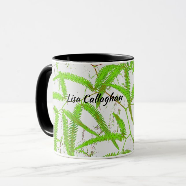 Bright green fern  mug (Front Left)