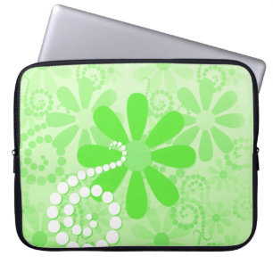 Bright Green Floral Cute Retro Daisy Flowers Laptop Sleeve