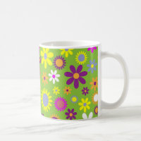 Bright Green Flower Power Pattern