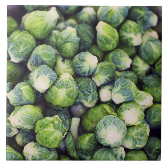 Bright Green Fresh Brussels Sprouts Ceramic Tile (Front)