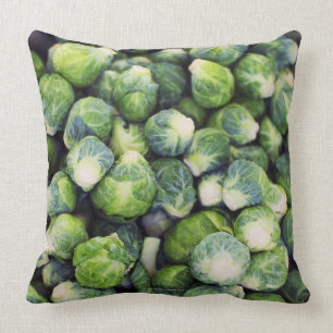 Bright Green Fresh Brussels Sprouts Cushion