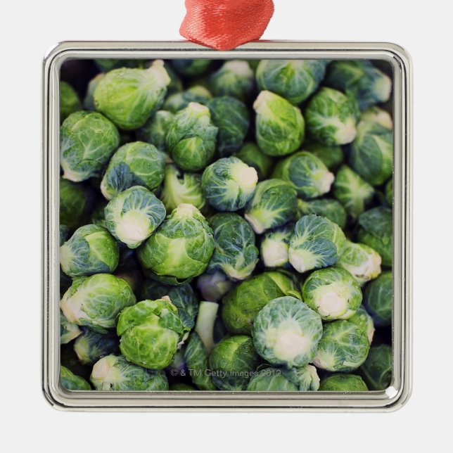 Bright Green Fresh Brussels Sprouts Metal Tree Decoration (Front)