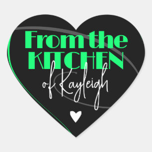 Bright Green From the Kitchen of Signature Name Heart Sticker