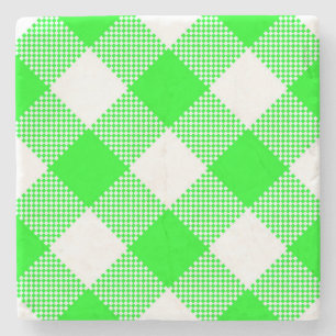 Bright Green Gingham Checked Square Coaster