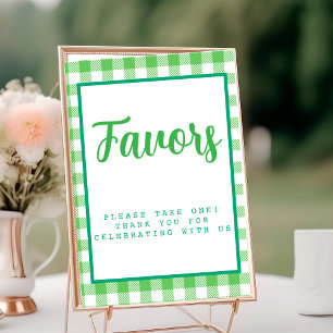 Bright Green Gingham Favours  Table Number