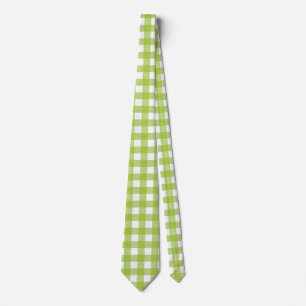 Bright Green Gingham in White Vichy Check Design Tie