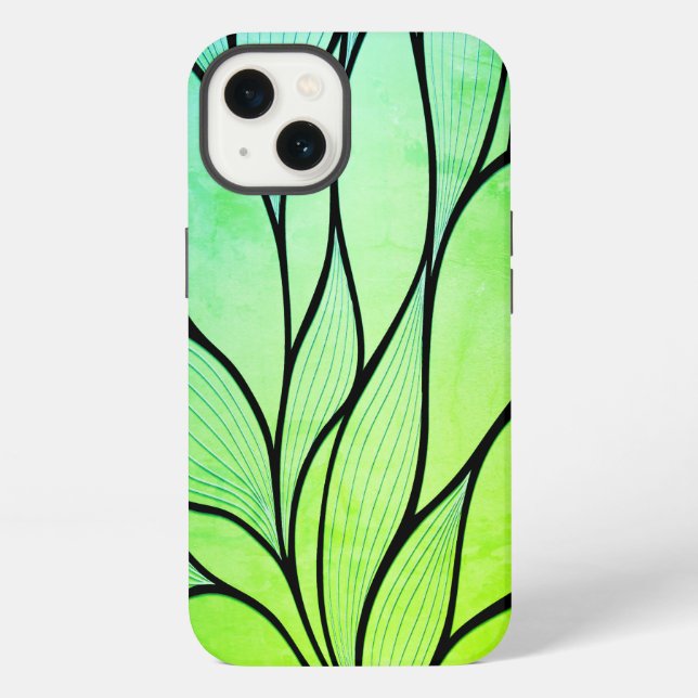Bright Green Hues Creative Leave Pattern  iPhone Case (Back)
