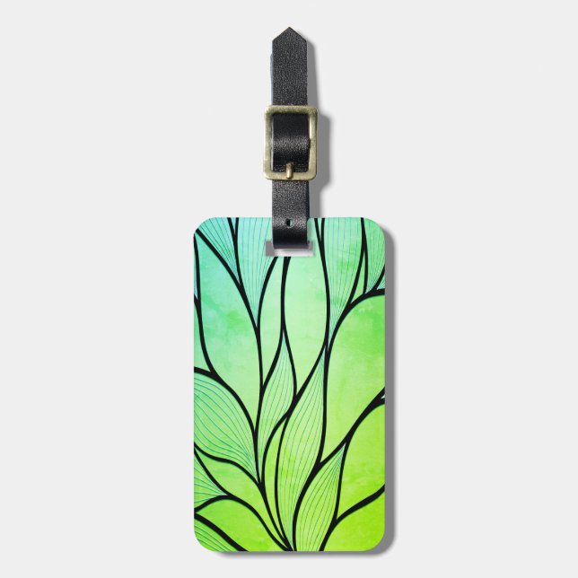 Bright Green Hues Creative Leave Pattern  Luggage Tag (Front Vertical)