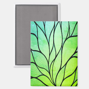 Bright Green Hues Creative Leave Pattern Magnet