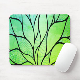 Bright Green Hues Creative Leave Pattern  Mouse Pad