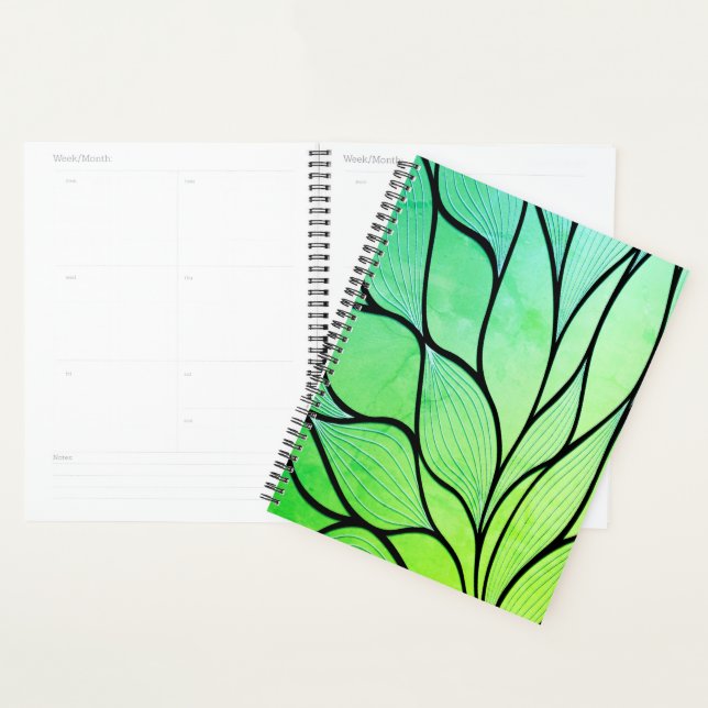 Bright Green Hues Creative Leave Pattern  Planner (Display)