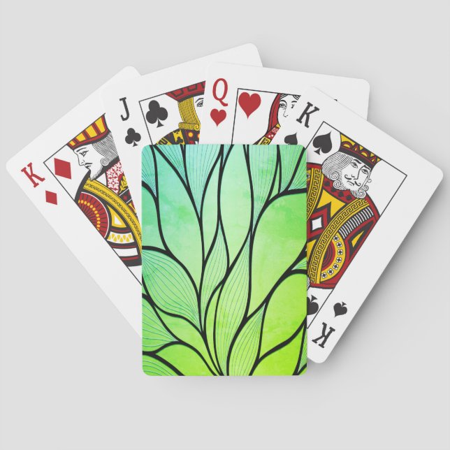 Bright Green Hues Creative Leave Pattern  Playing Cards (Back)