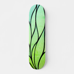 Bright Green Hues Creative Leave Pattern  Skateboard
