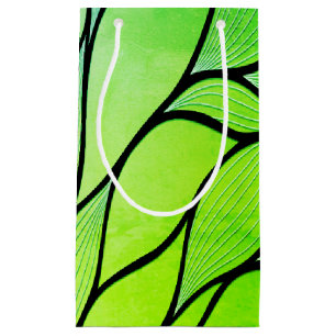 Bright Green Hues Creative Leave Pattern Small Gift Bag