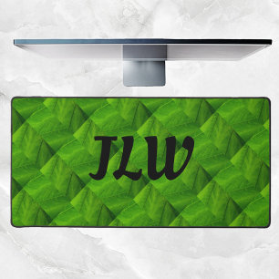 Bright Green Leaves Nature Pattern Abstract Desk Mat