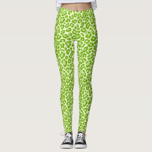 Bright Green Leopard Animal Print Leggings