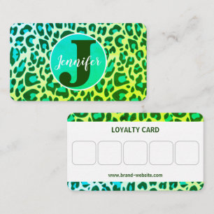Bright Green Leopard Print Rockabilly Pattern Business Card