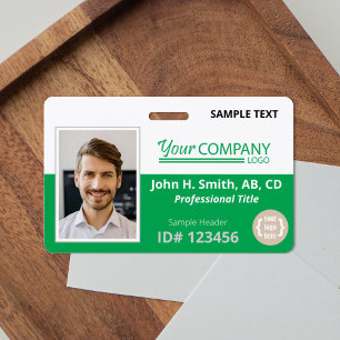 Bright Green Logo Entry Employee Photo ID ID Badge