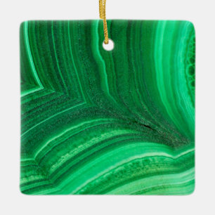 Bright green Malachite Mineral Ceramic Ornament