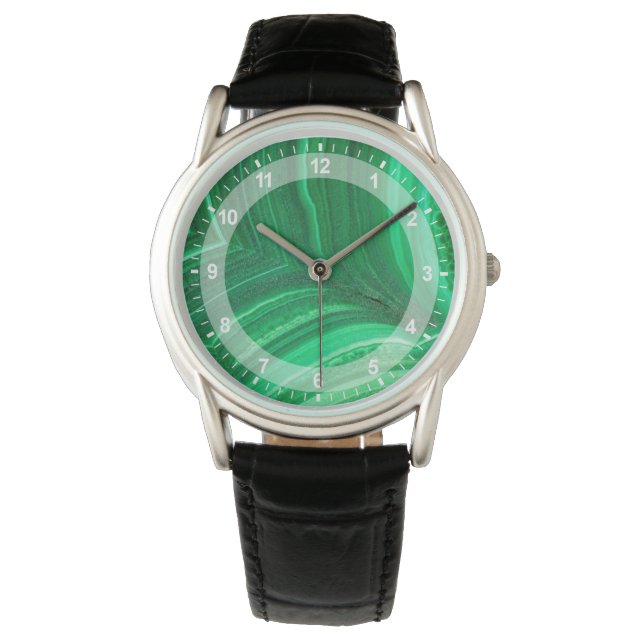 Bright green Malachite Mineral Watch (Front)