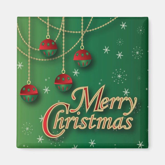 Bright Green Merry Christmas Magnet (Front)