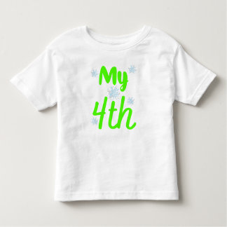 Bright Green My 4th Four Year Birthday Toddler T-Shirt