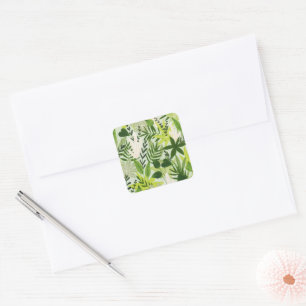 Bright Green Natural Botanical Garden Square Sticker