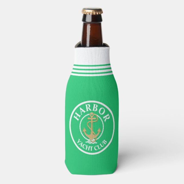 Bright Green Nautical Bottle Cooler (Bottle Front)